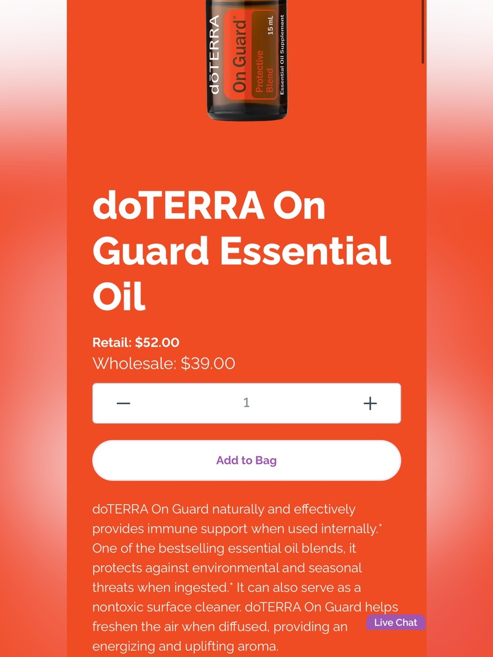 Doterra On Guard Protective Blend — Orange & Black Label